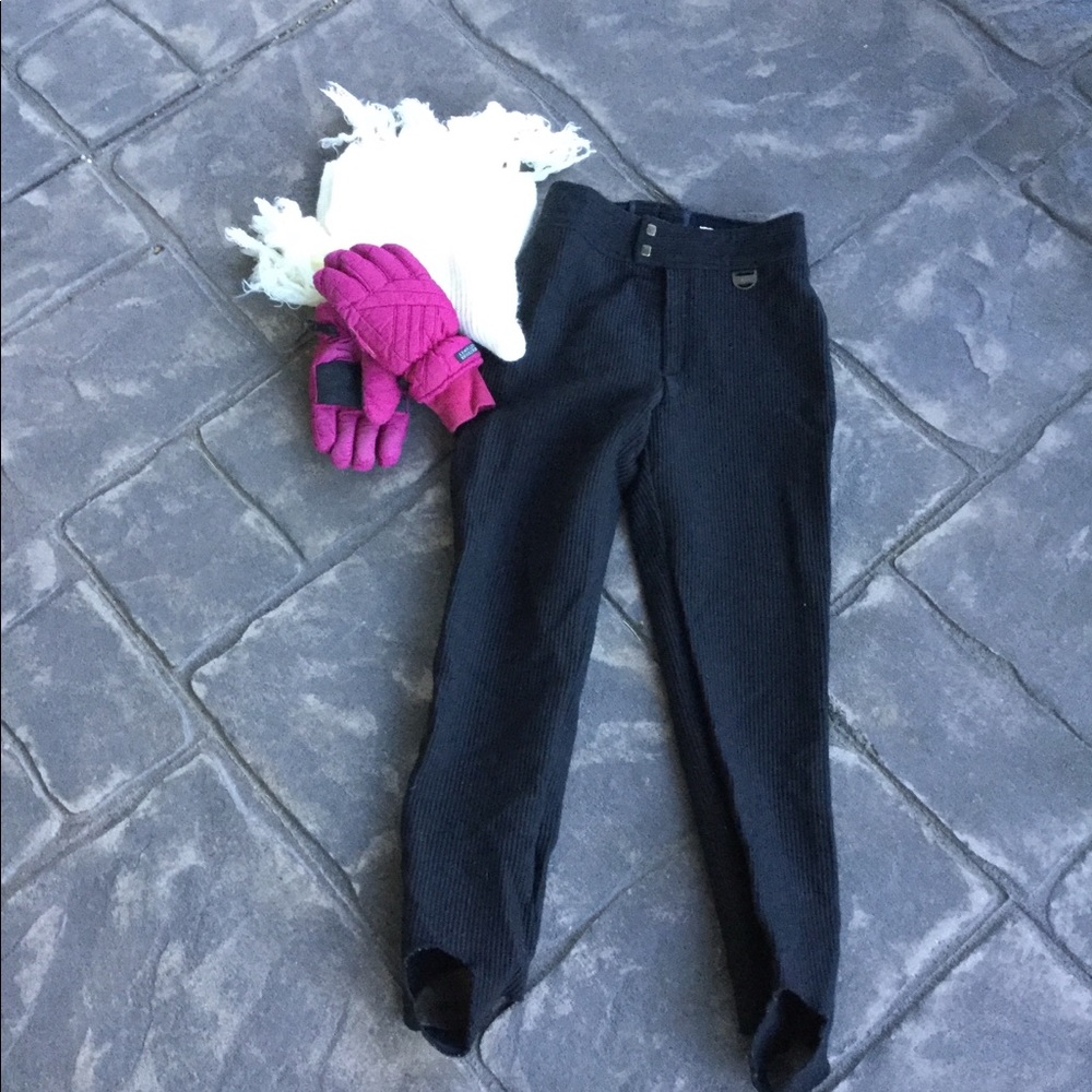 NILS Ski Stirrup Stretchy Ribbed Black Pants